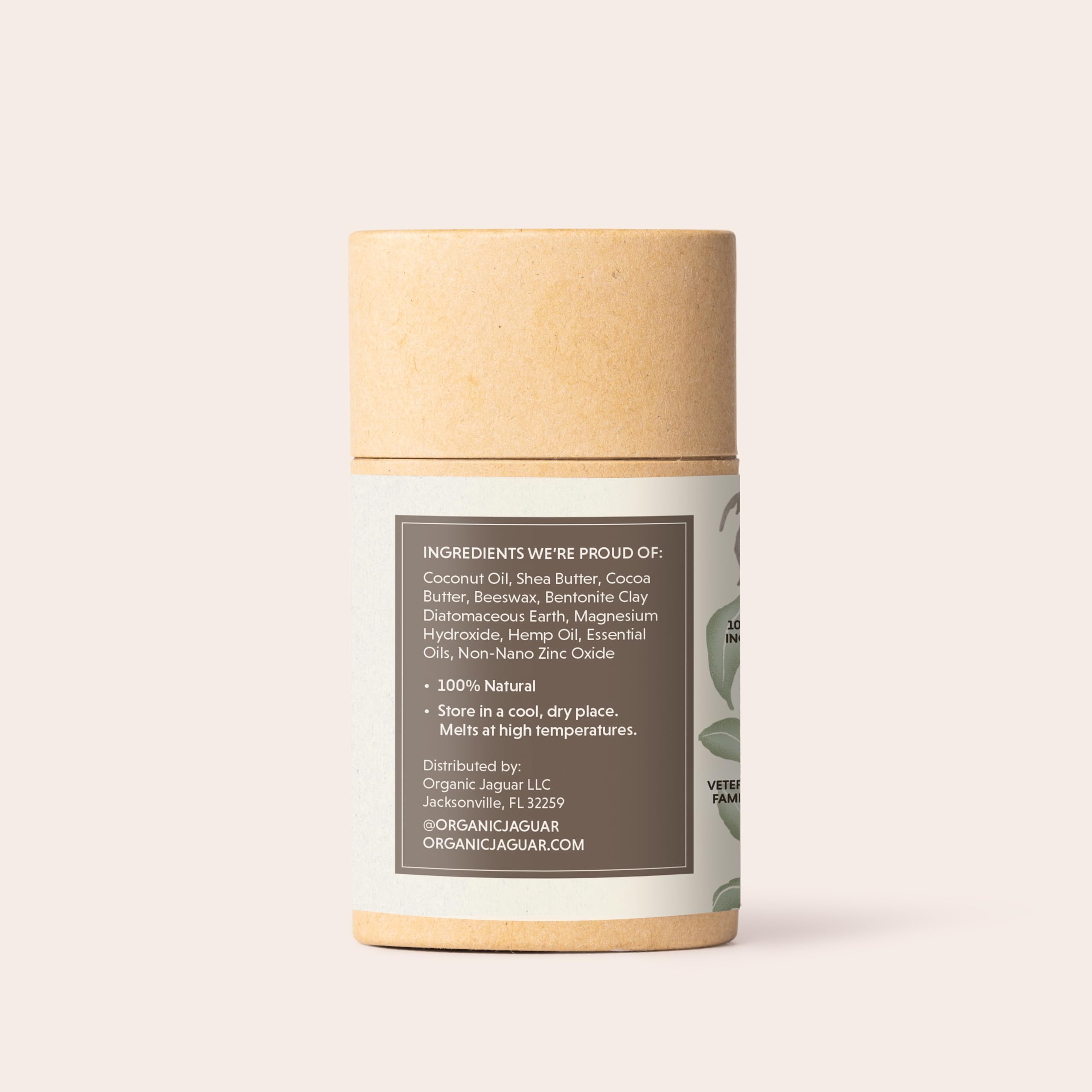 Organic Jaguar close-up texture of smooth deodorant stick, easy glide benefit