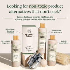 Organic Jaguar bottle on bathroom shelf, suggests everyday haircare routine