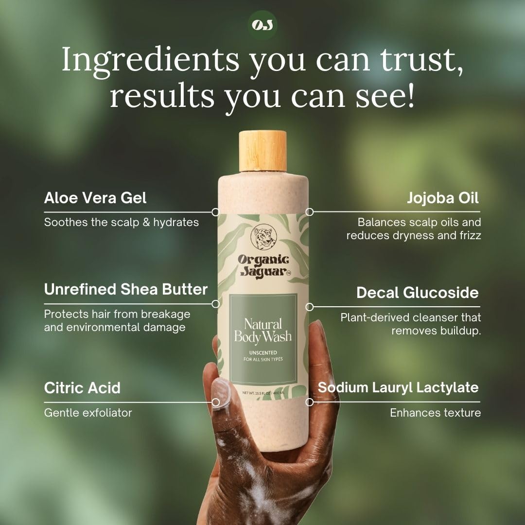 Organic Jaguar being used in shower showing gentle cleansing action