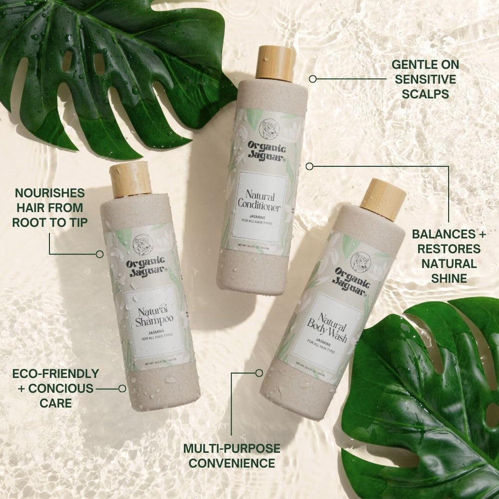 Hand applying Organic Jaguar shampoo to wet hair, demonstrates easy lather