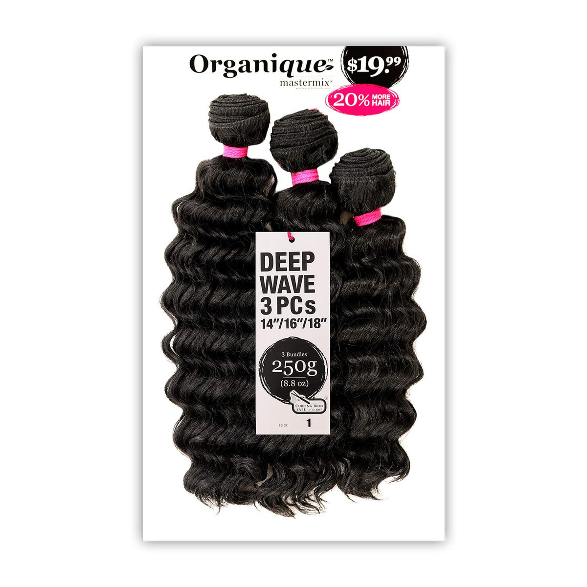 Organique Mastermix front view showing three-bundle set and instant volume