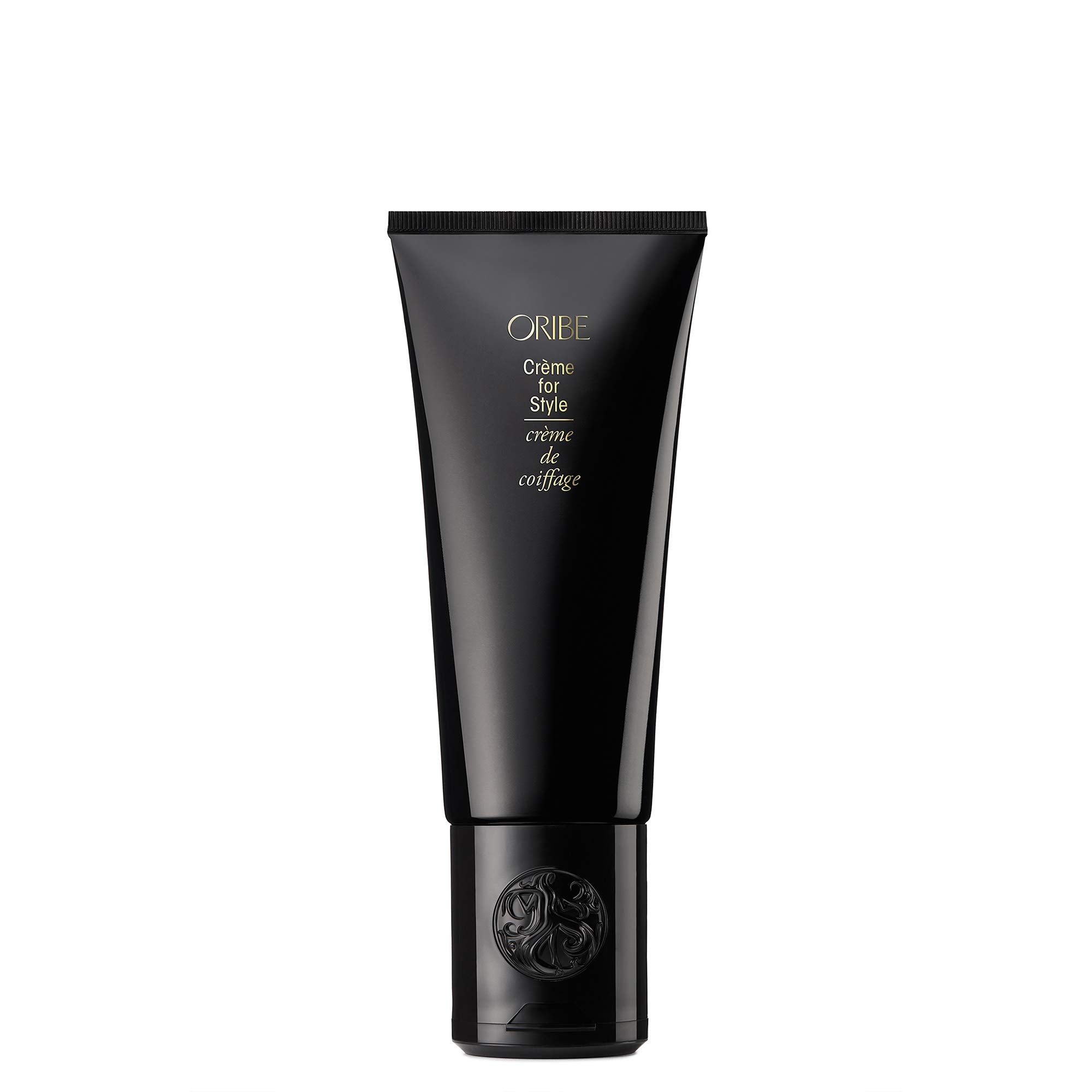 Oribe front jar showing packaging and elegant design for salon-quality styling