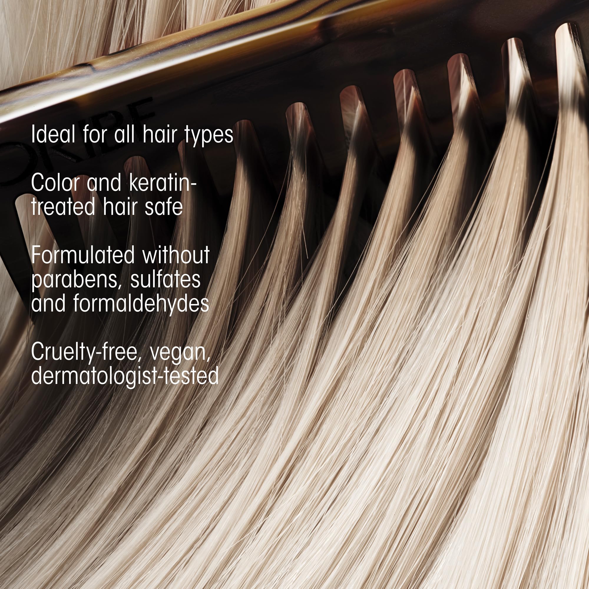 Oribe label close-up showing ingredient clarity and premium brand trust