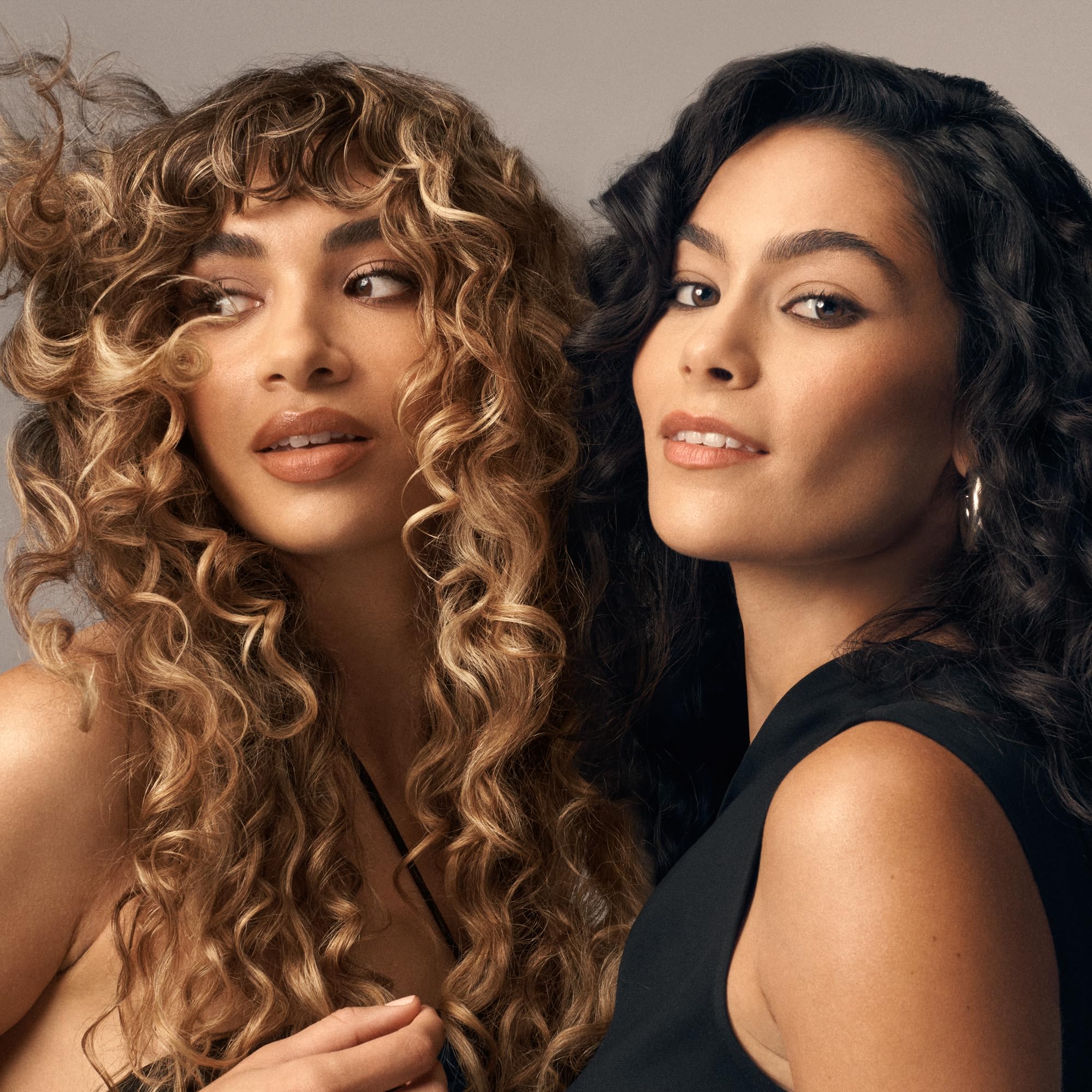 Oribe before and after curls showing improved definition and softness