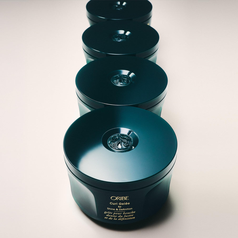 Oribe curl gel before-and-after on curly hair showing increased shine and definition