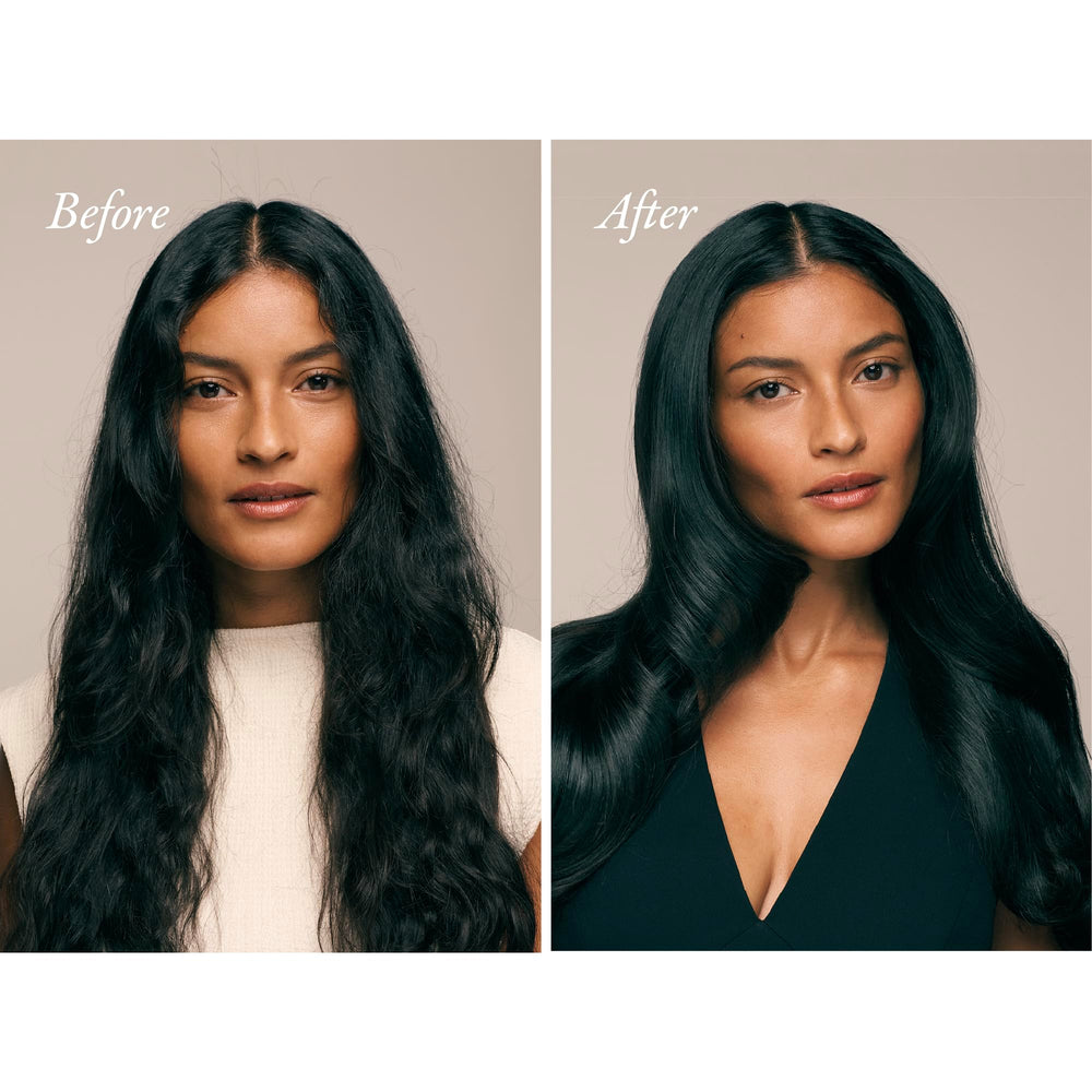 Oribe gel serum label close-up highlighting ingredients and conditioning benefits