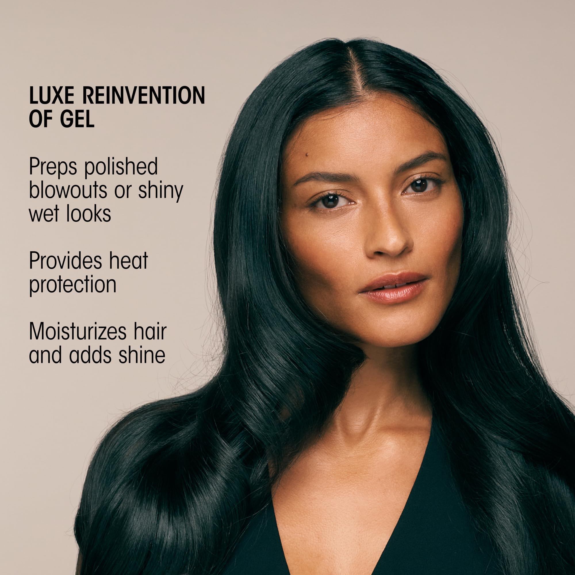 Oribe gel serum applied to damp hair pre-blow-dry for smoother styling benefit