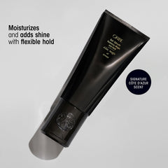 Oribe gel serum texture dispensed on palm showing lightweight gel-serum benefit