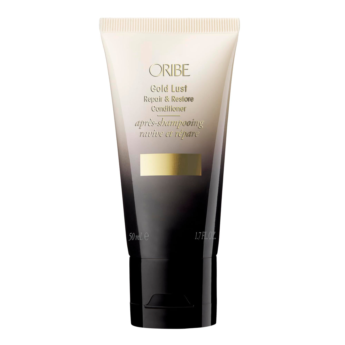 Oribe Gold Lust front packaging showing sleek bottle and label benefits