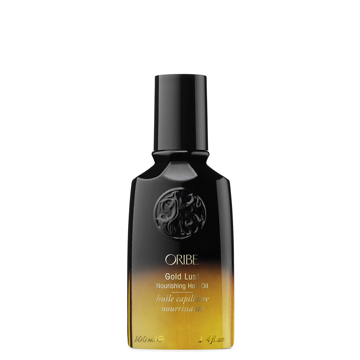 Oribe bottle front packaging shows brand and elegant design benefit polished look