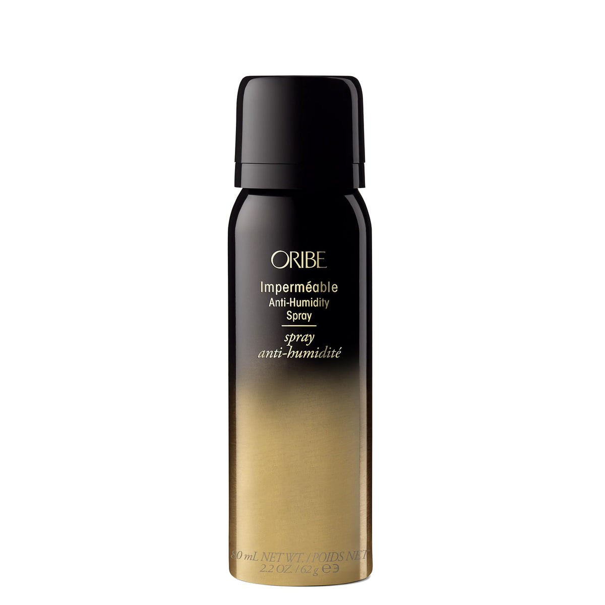 Oribe Impermeable front packaging showing compact travel-friendly 2.2oz bottle and benefit