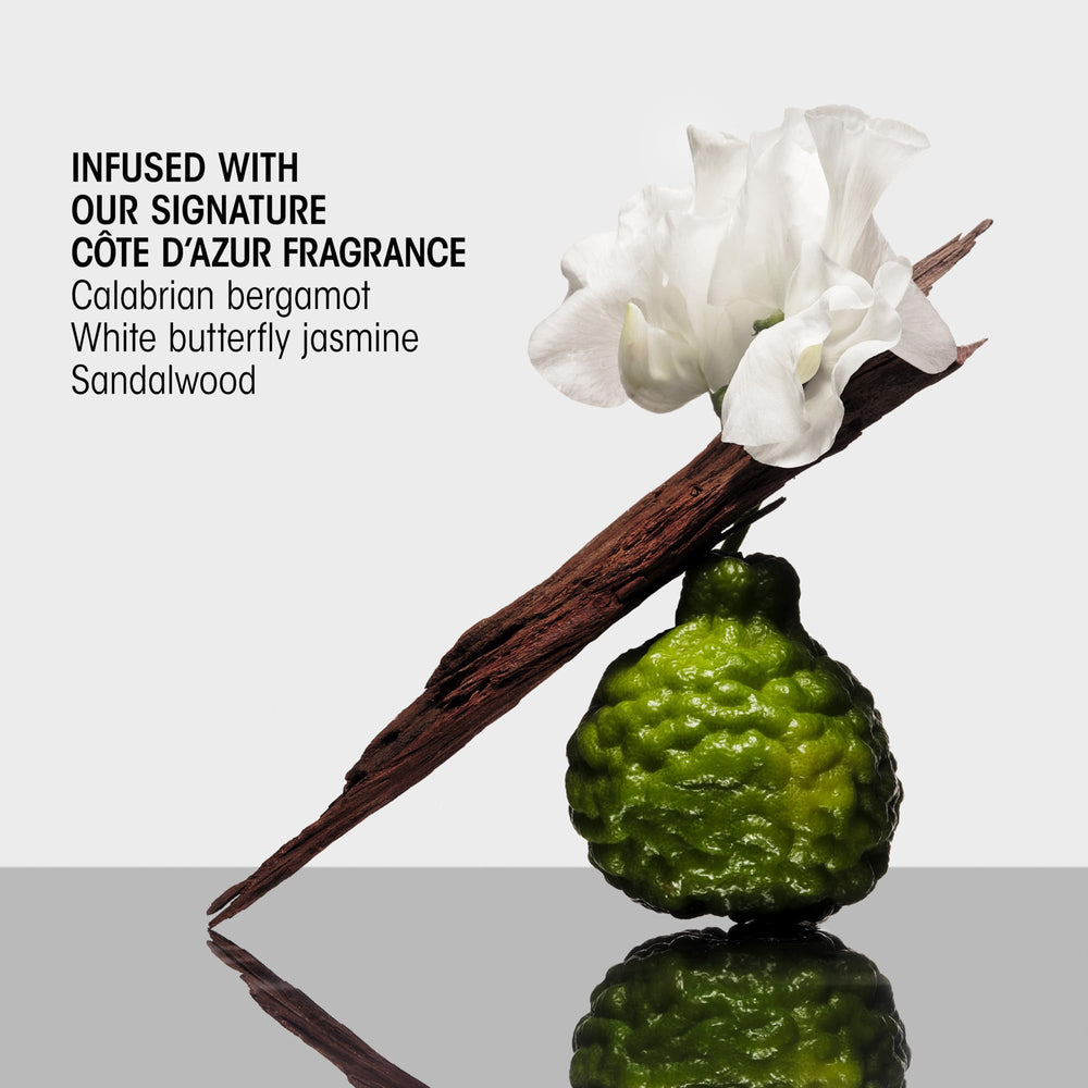 Oribe ingredient panel showing clean, paraben-free formulation benefits