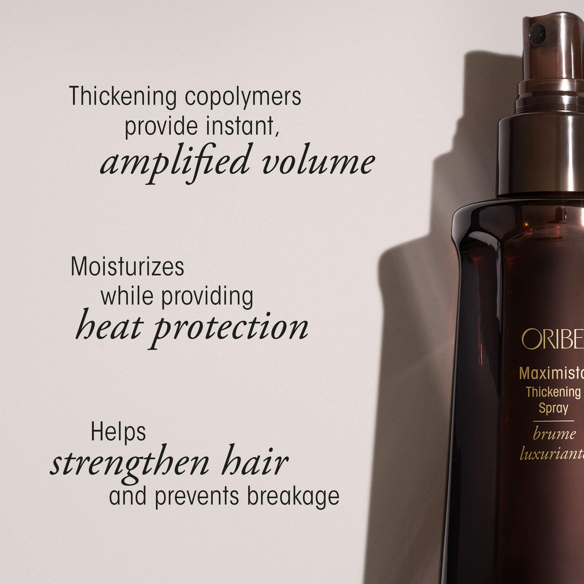 Oribe Maximista mist on hair demonstrating thicker texture and lifted roots