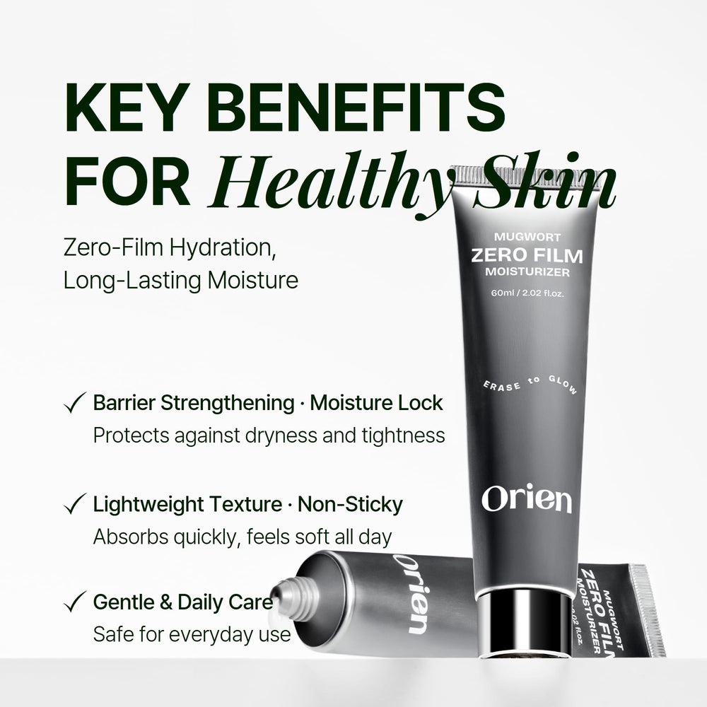 Orien moisturizer texture close-up showing lightweight, non-greasy finish
