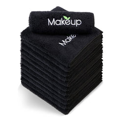 Orighty front view of 12-pack black towels showing compact packaging and value