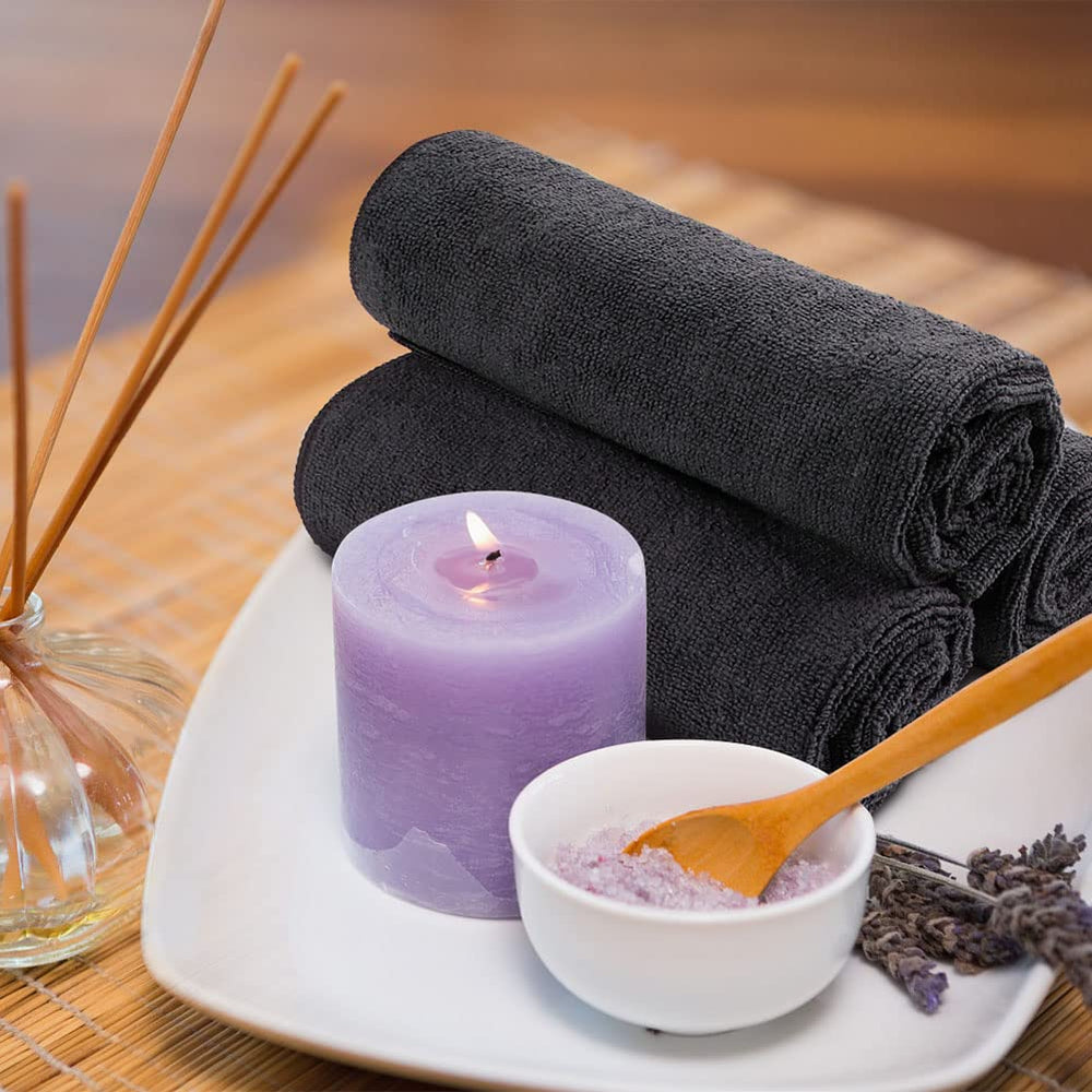 Orighty towels on salon station conveying tidy, stain-resistant appearance
