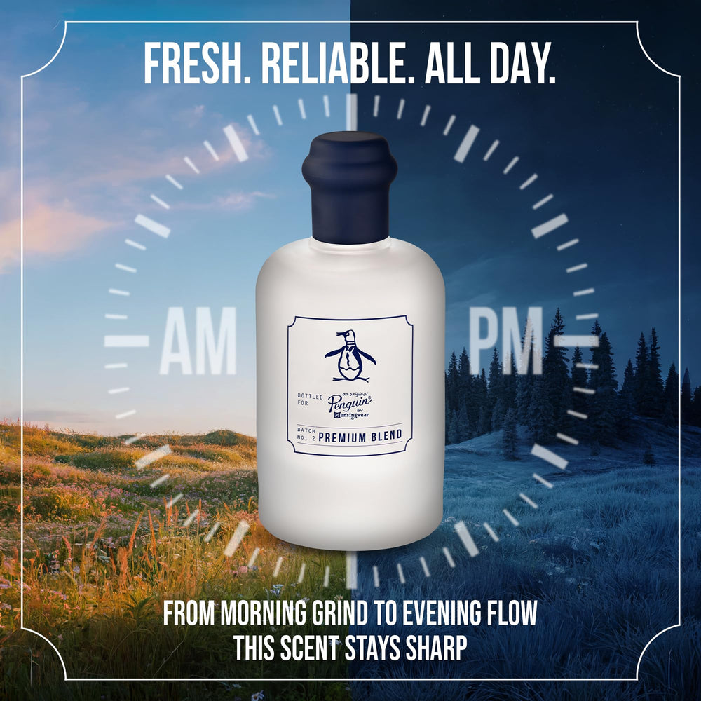 Original Penguin bottle being sprayed from hand illustrating simple application and coverage