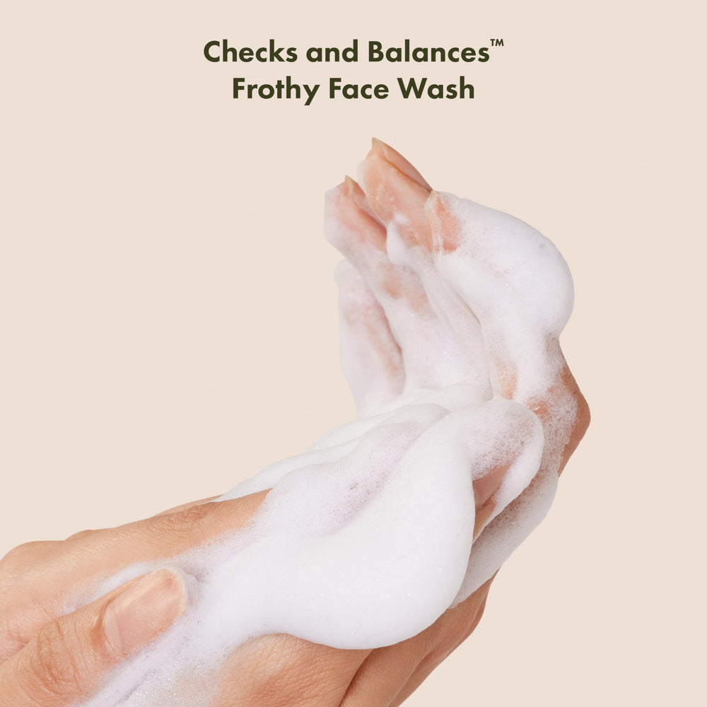 Origins Checks and Balances face wash foam texture showing gentle cleansing