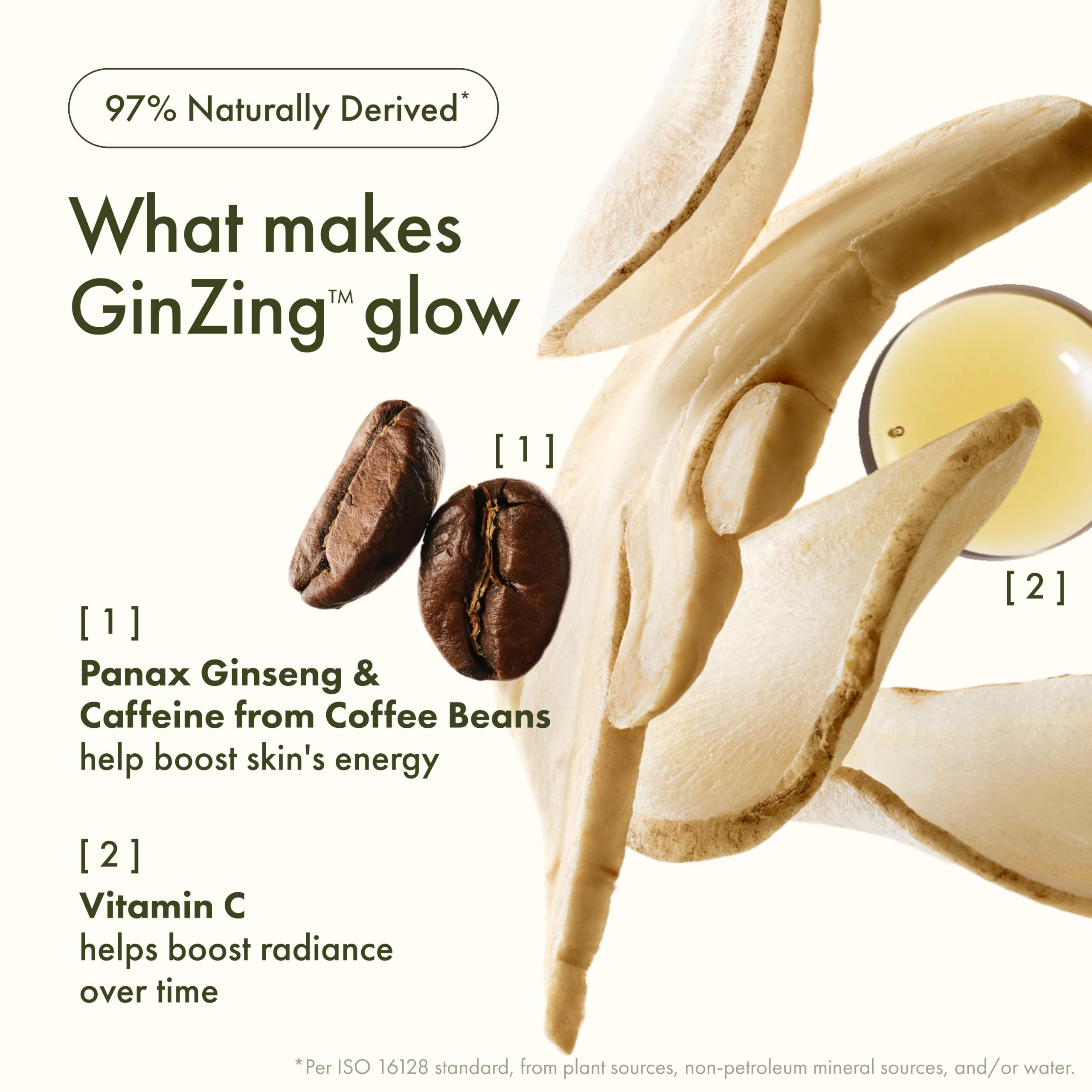 Origins GinZing applied on hand to show fast-absorbing finish and glow