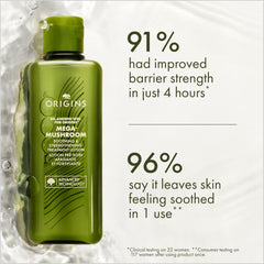 Origins Mega-Mushroom texture close-up revealing light lotion consistency and fast absorption benefit