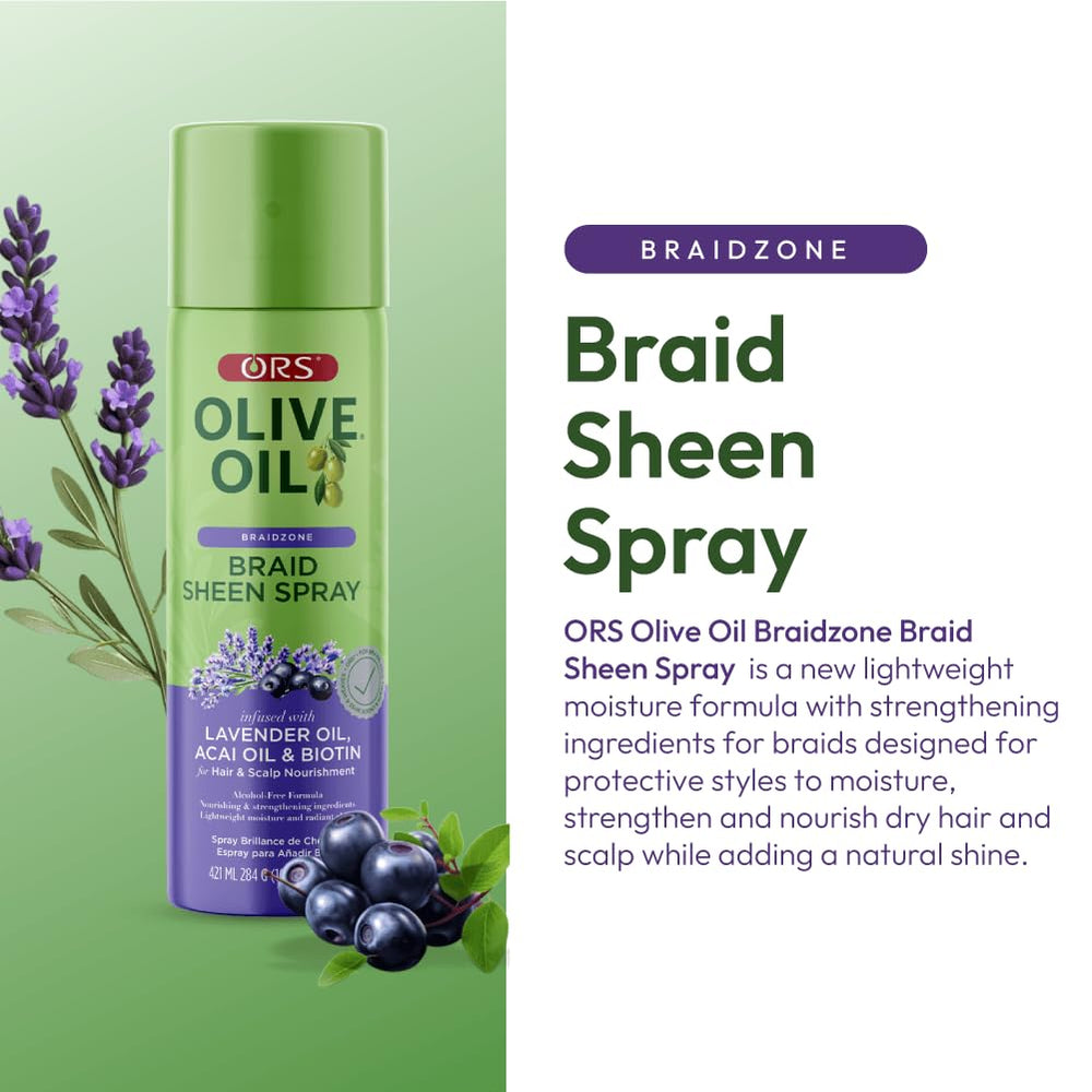 Scalp-focused shot with ORS mist soothing dryness and calming irritation