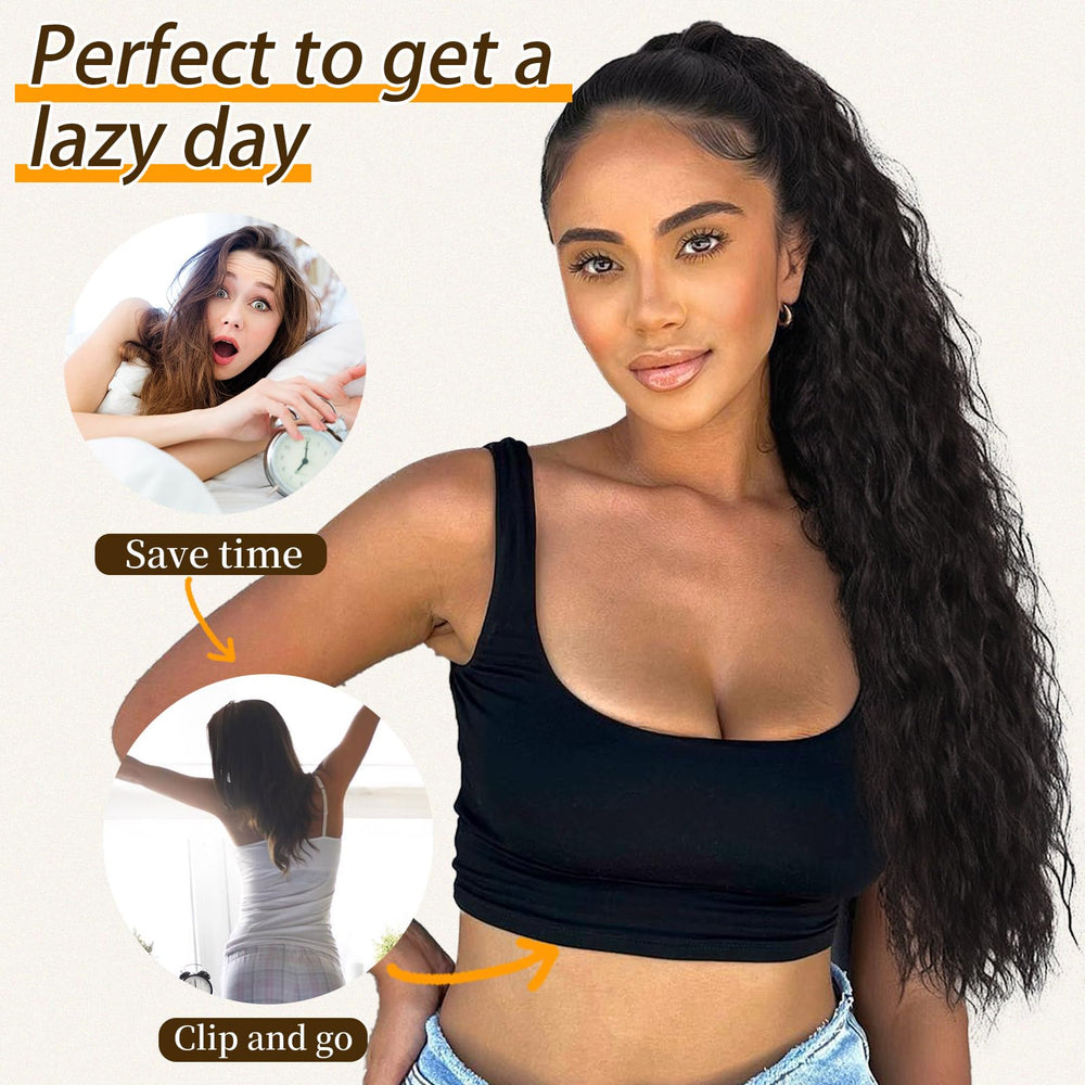ORSUNCER worn low ponytail demonstrating instant volume and easy styling