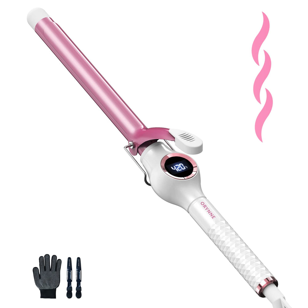 ORYNNE front view curling iron showing compact design and barrel benefit