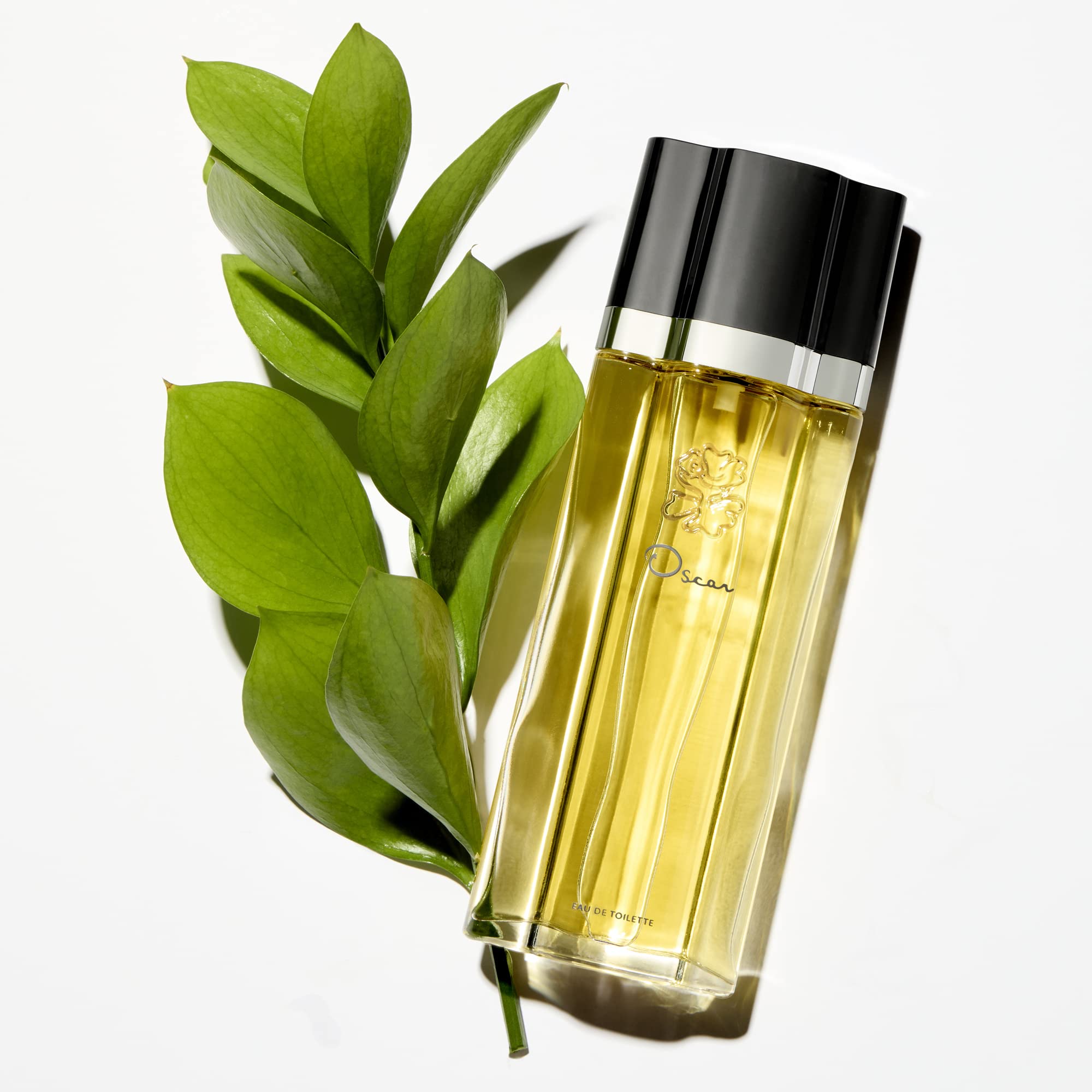 Oscar de la Renta perfume on vanity lifestyle shot conveying everyday elegance