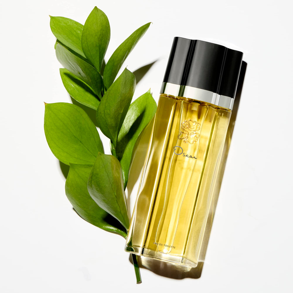 Oscar de la Renta perfume on vanity lifestyle shot conveying everyday elegance
