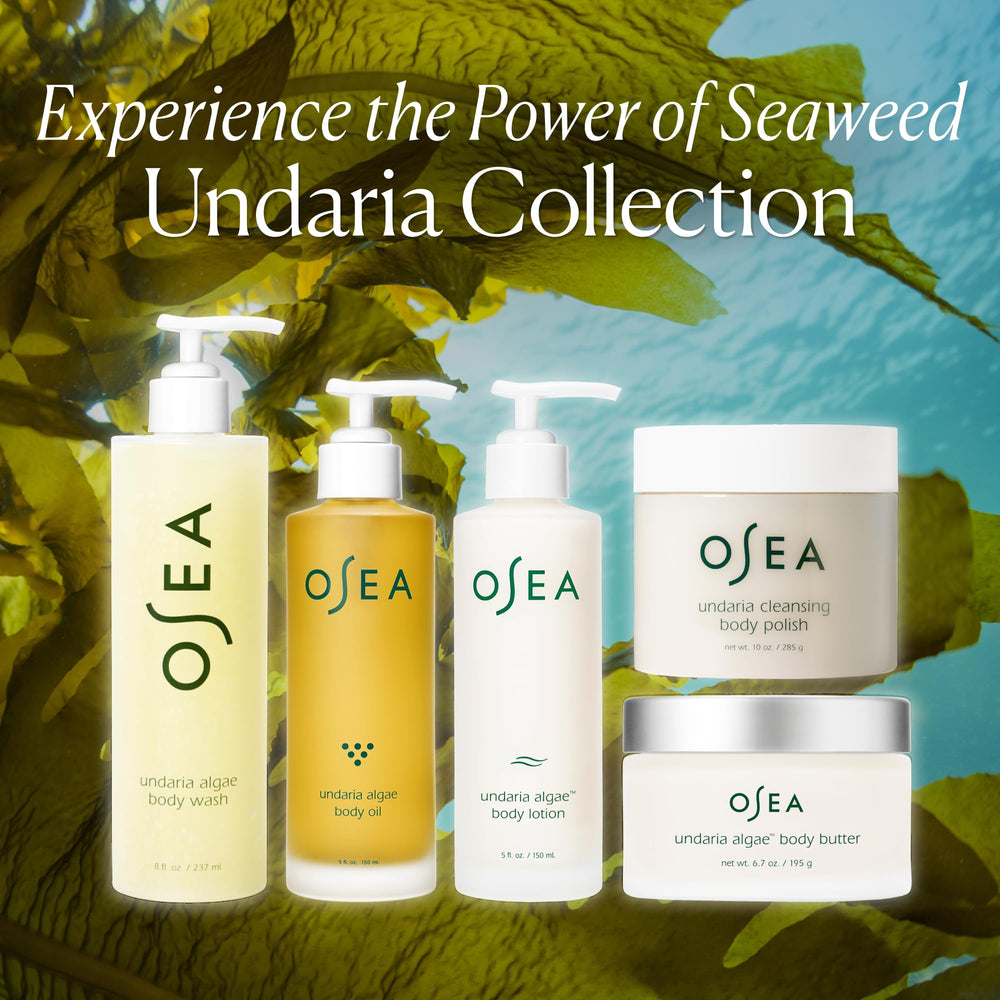 OSEA lotion inside a packed travel bag highlighting portability and convenience