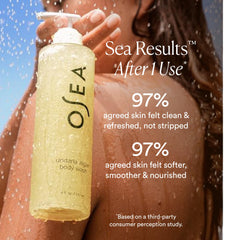 OSEA creamy foam texture on hand illustrating gentle lather and hydration