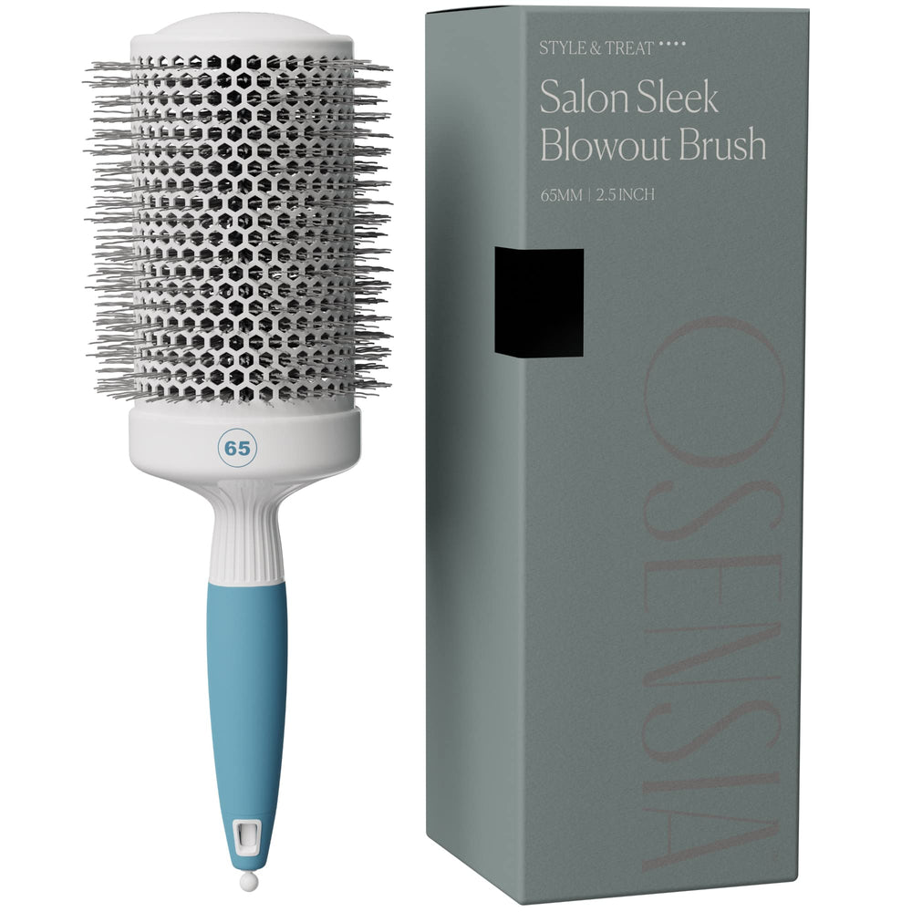Osensia front view of round brush showing full barrel for faster drying and shine