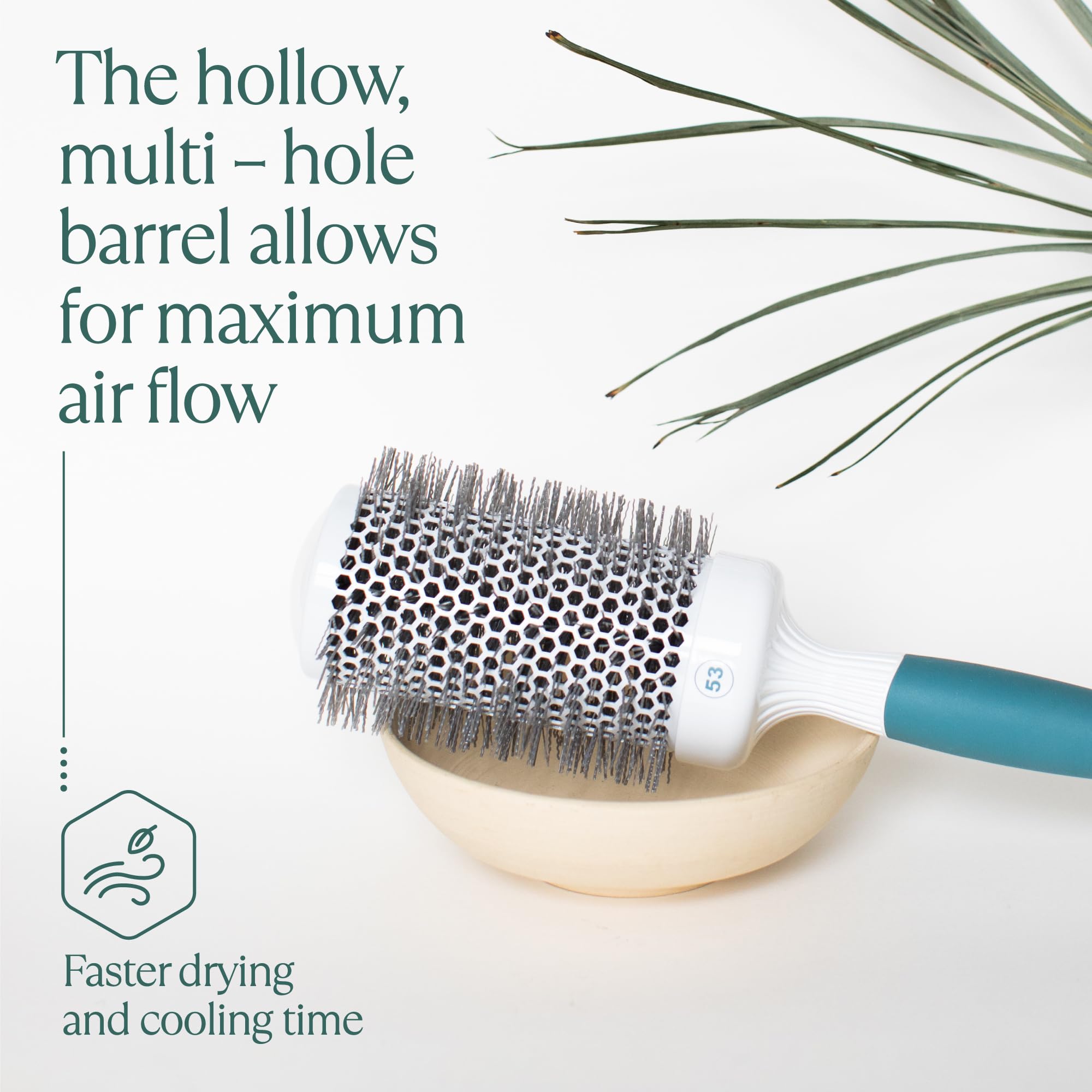 Osensia brush in use during blow-dry creating volume and smooth finish