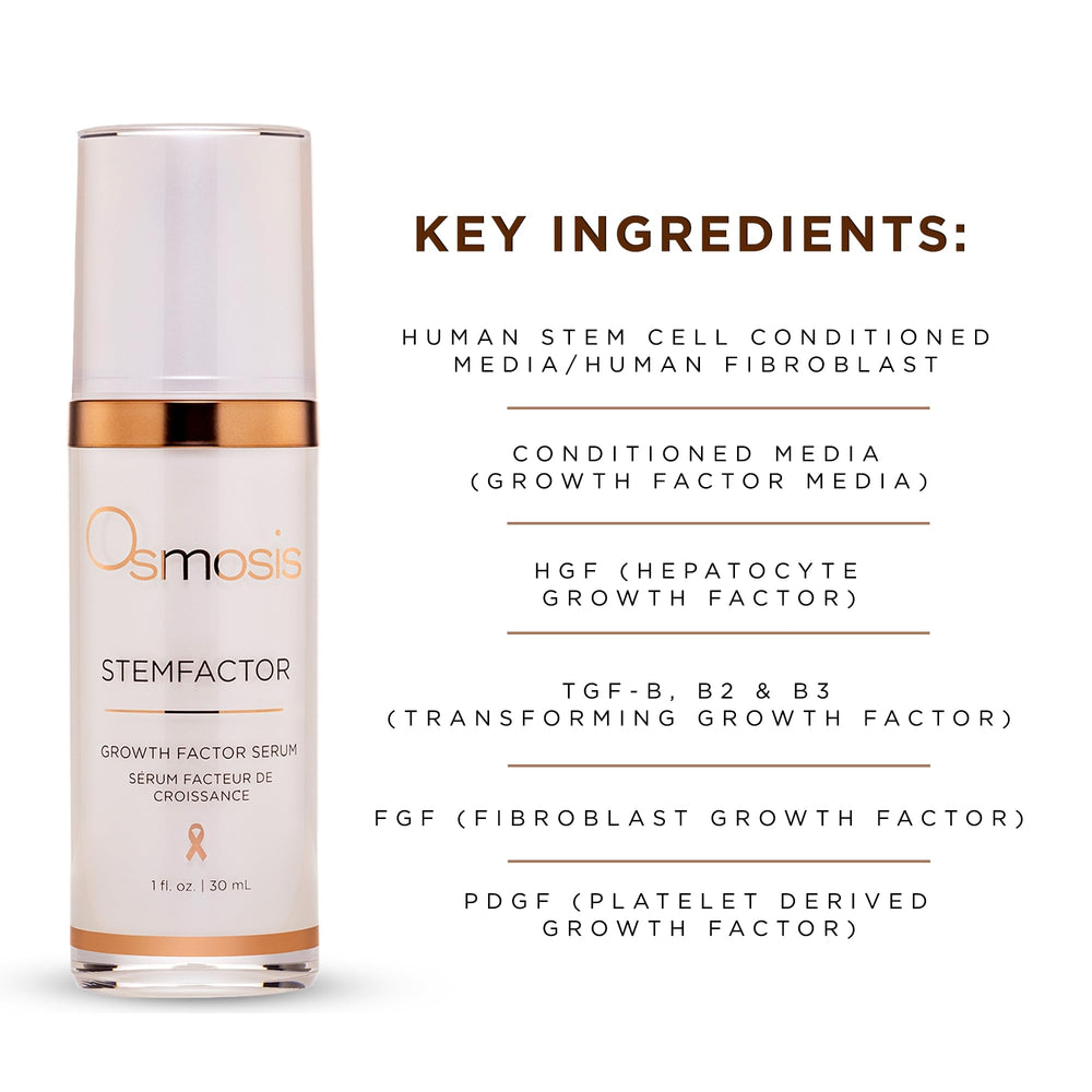 OSMOSIS StemFactor bottle held in hand to show scale and travel-friendly size benefit