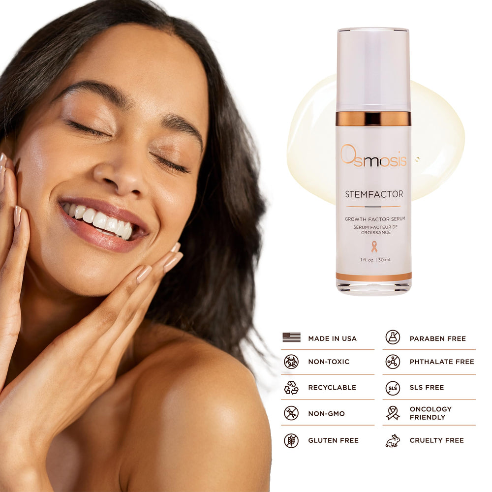 OSMOSIS StemFactor ingredient label detail highlighting growth factor and exosome focus benefit