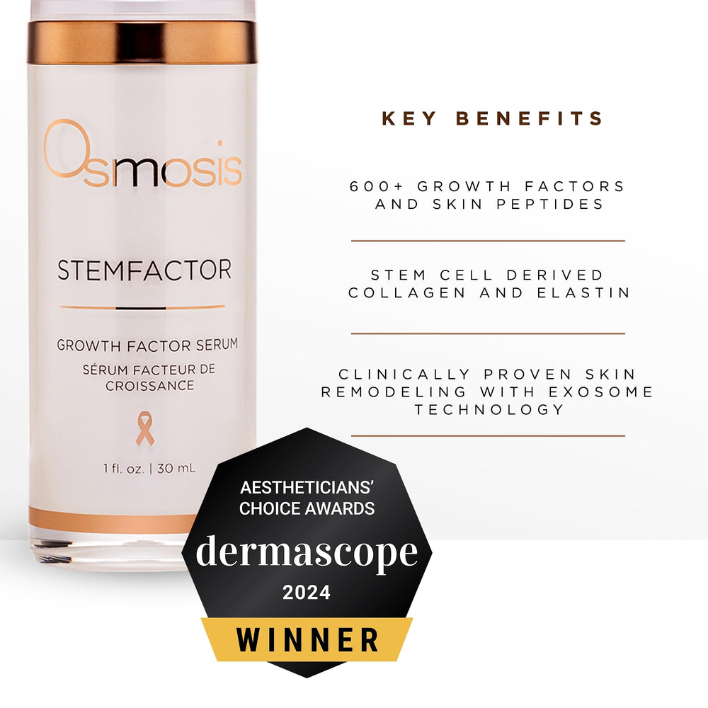 OSMOSIS StemFactor single serum droplet closeup demonstrating lightweight texture benefit