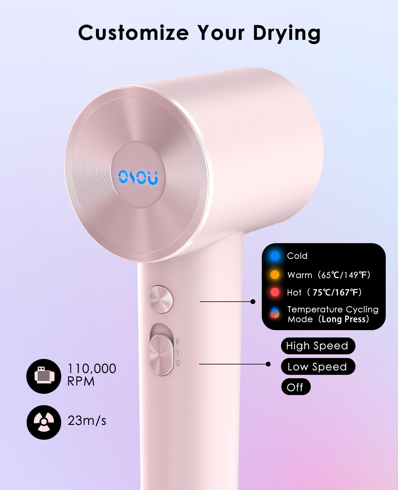 OSOU control panel and nozzle close-up offering precise heat and speed control