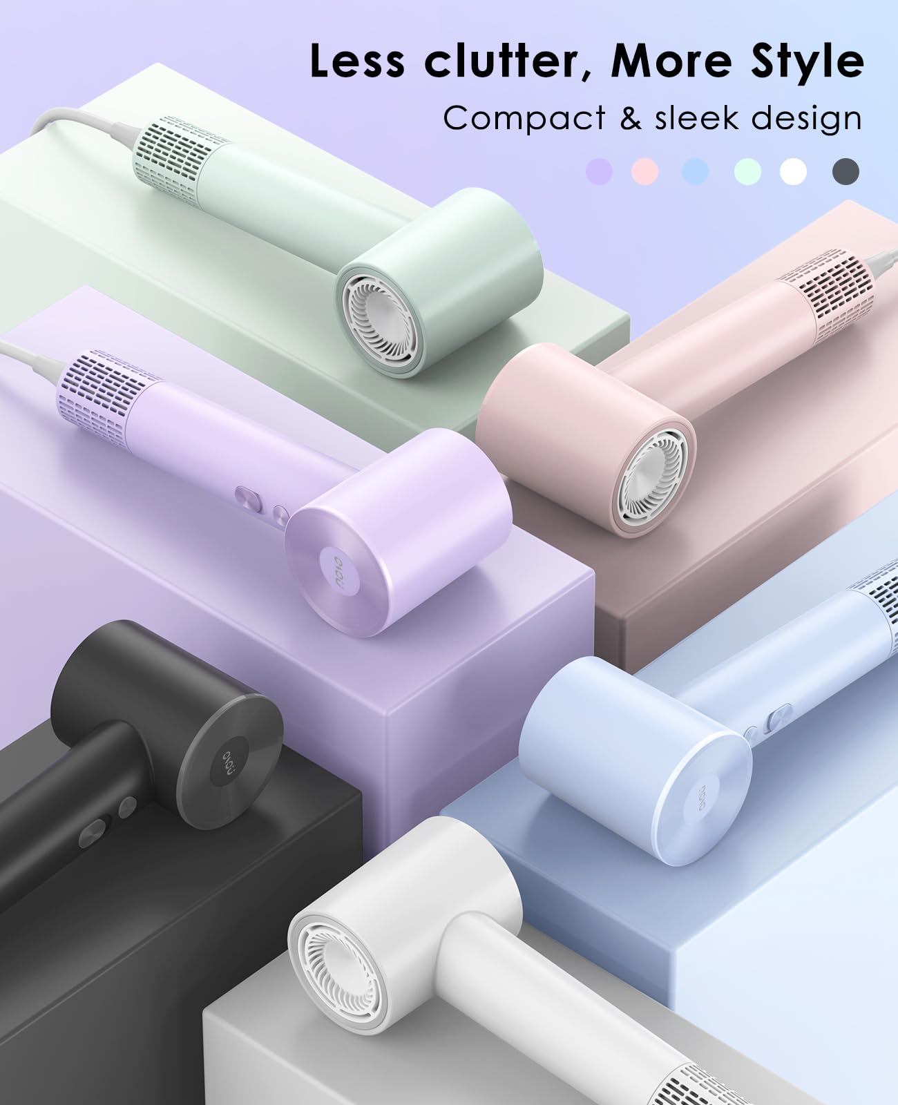 OSOU hair dryer on bathroom counter showcasing travel-ready compact styling