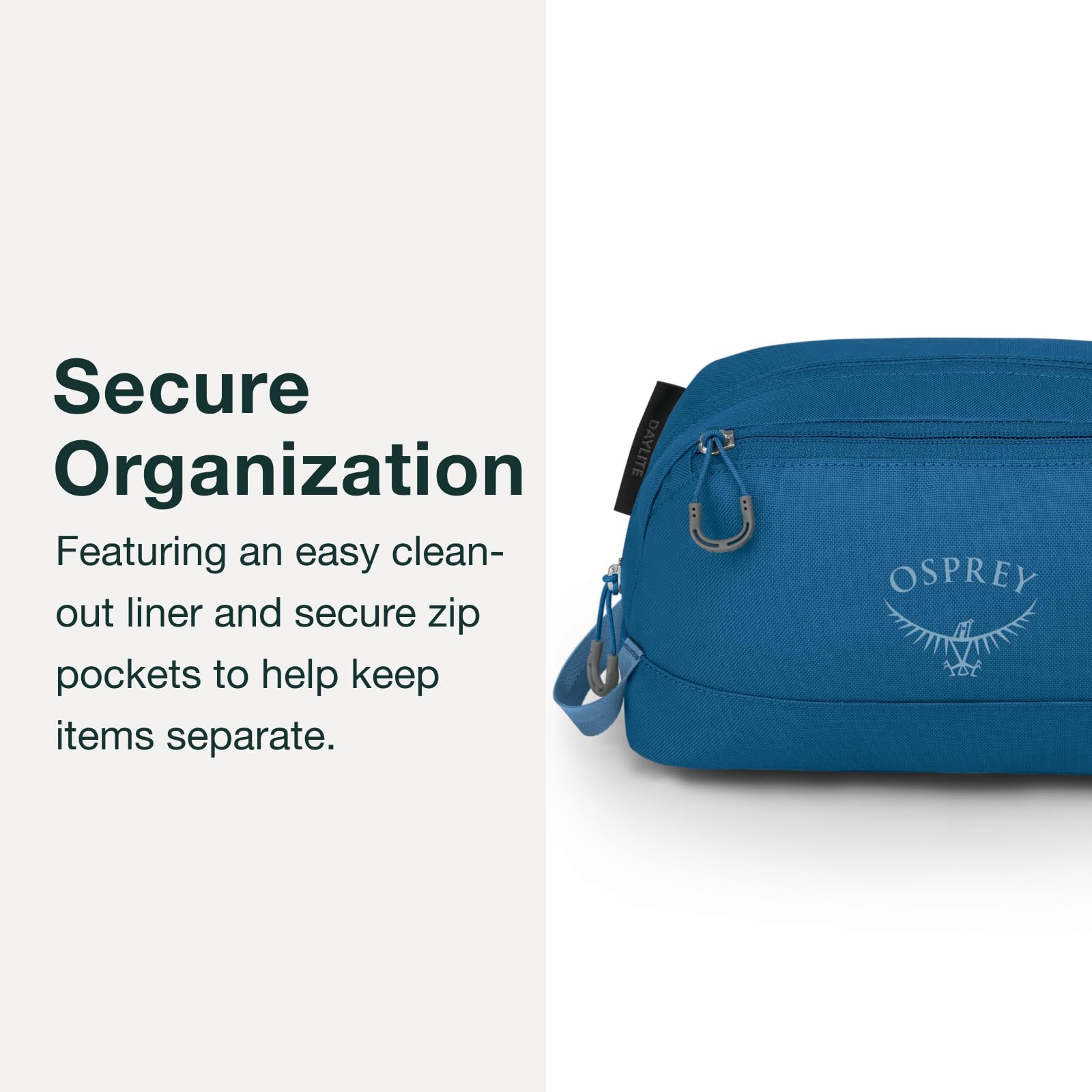 Osprey Daylite toiletry kit packed inside a backpack for space-saving benefit