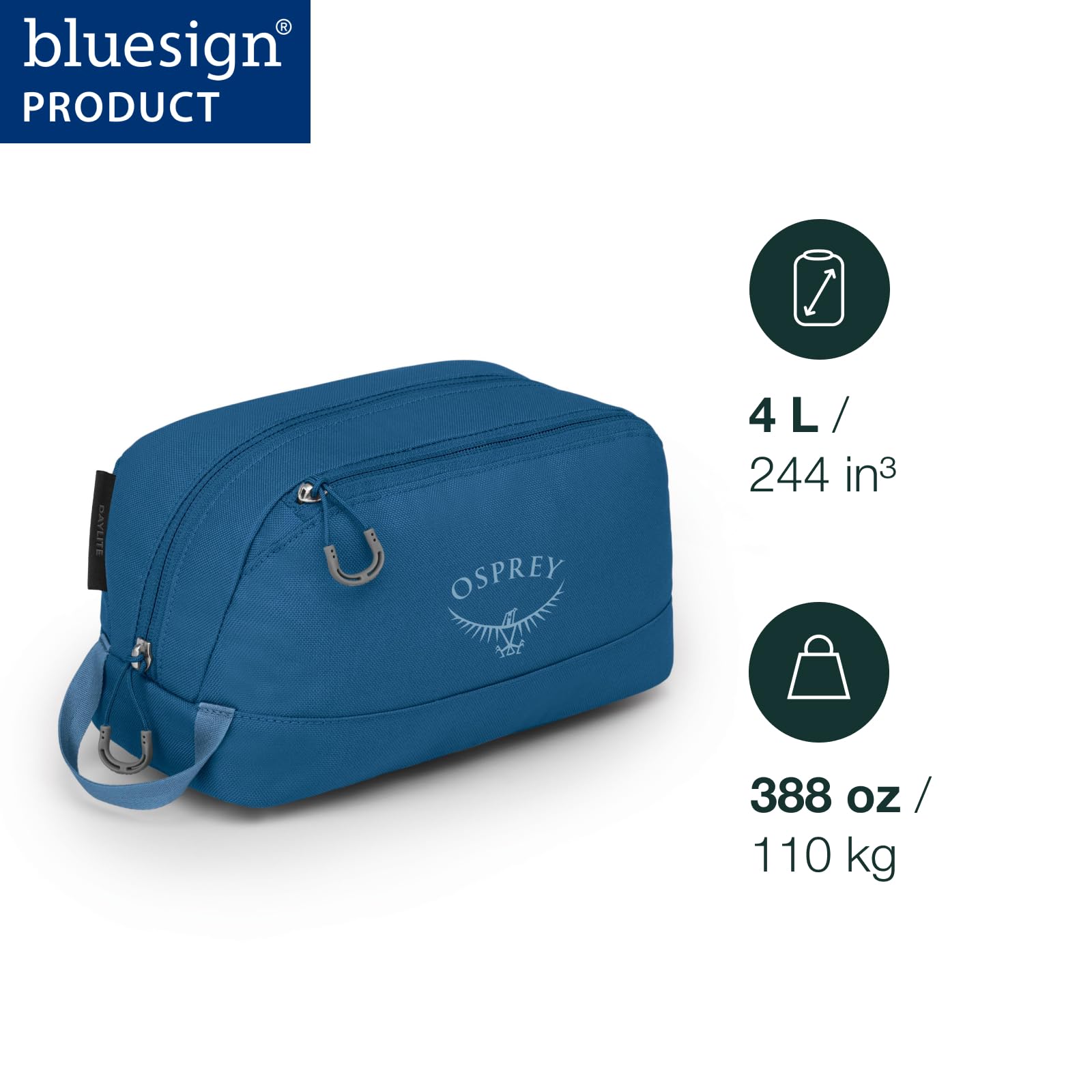 Osprey Daylite toiletry kit open main compartment for easy packing benefit