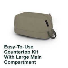 Osprey Daylite toiletry kit tan interior liner close-up for quick wipe-clean benefit