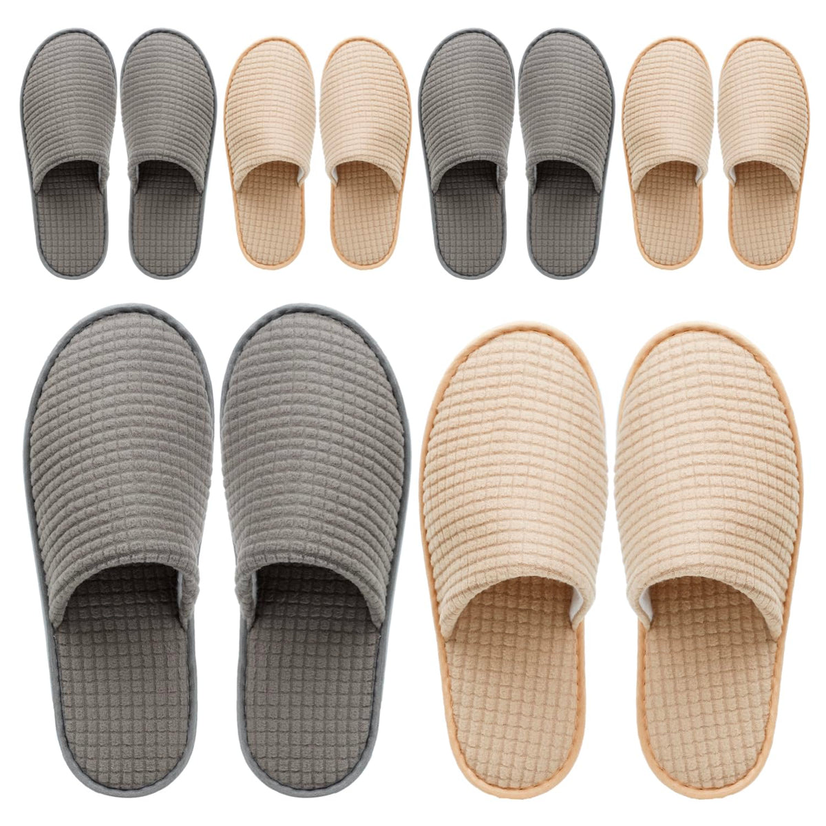 OSTADARRA front view of six-pair spa slipper pack showing neat presentation and convenience