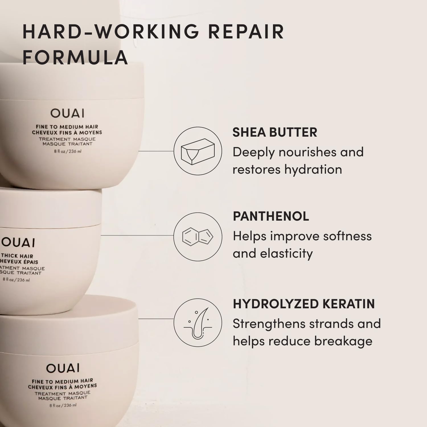 OUAI before and after shot showing improved smoothness and shine