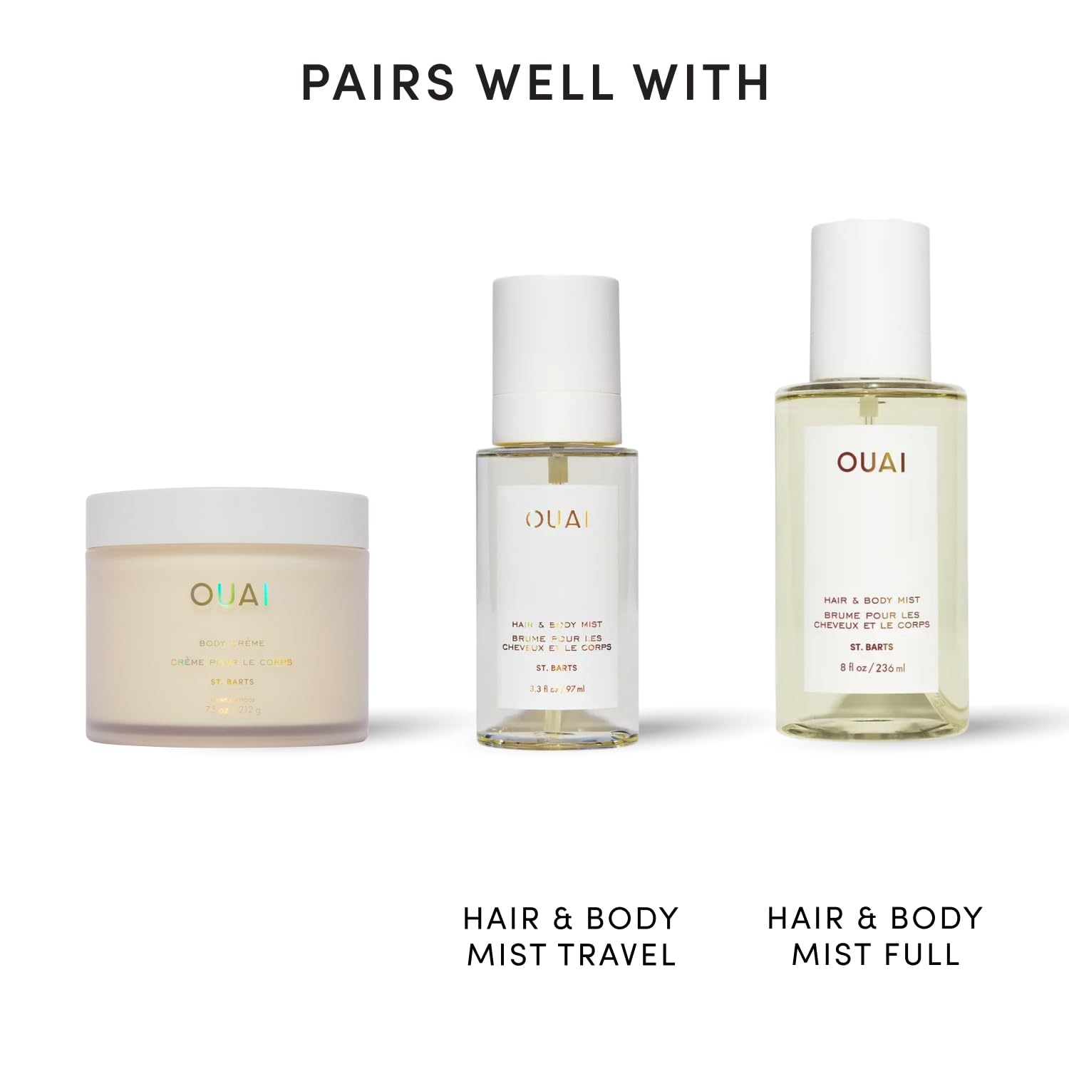 OUAI product label close-up showing brand and clear ingredient callout benefit