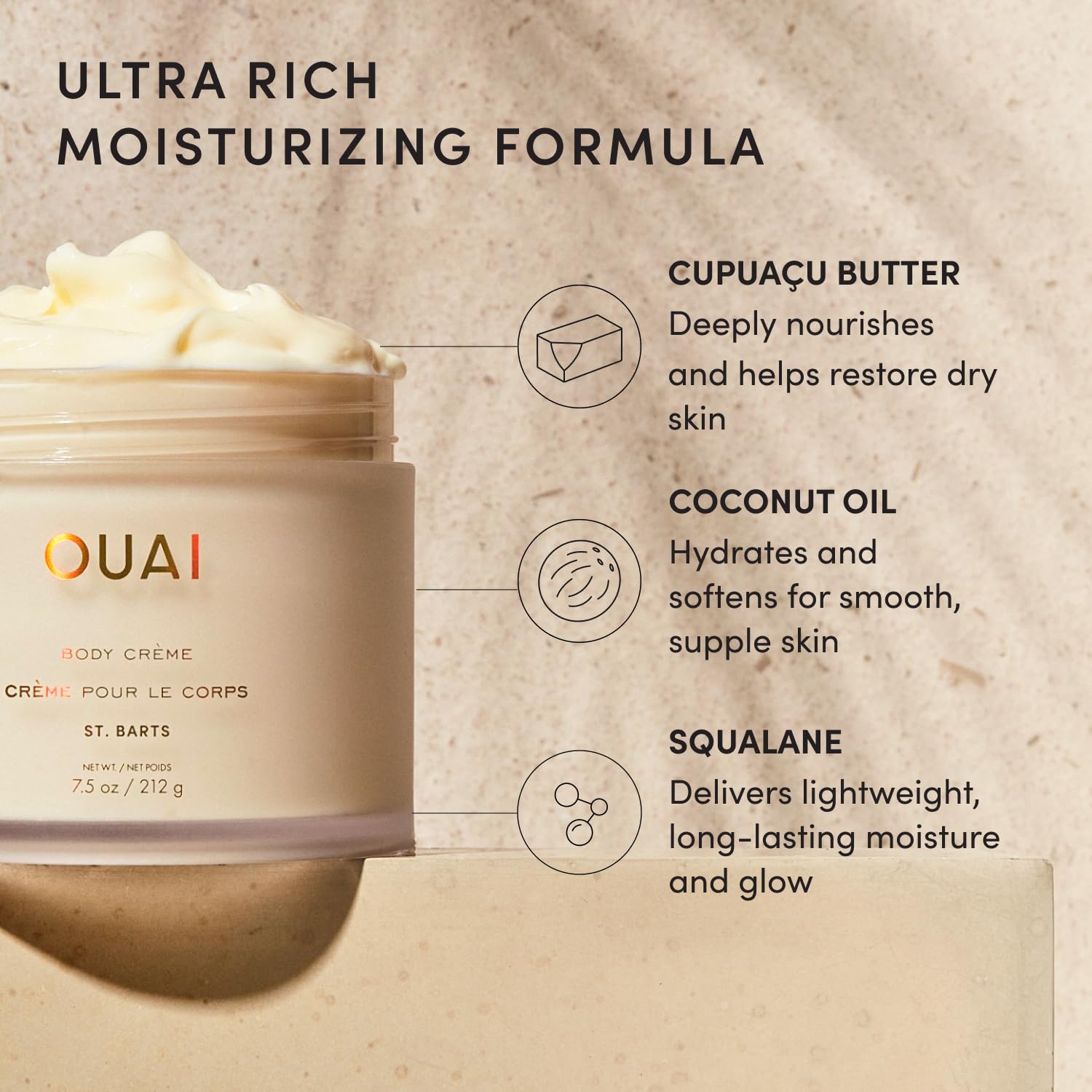 OUAI travel size in hand for scale and convenience benefit