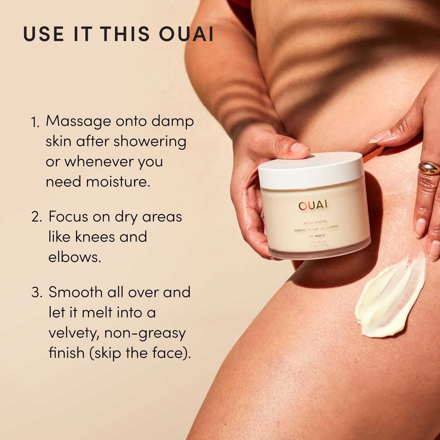 OUAI travel tube peeking from beach bag showing on-the-go hydration benefit