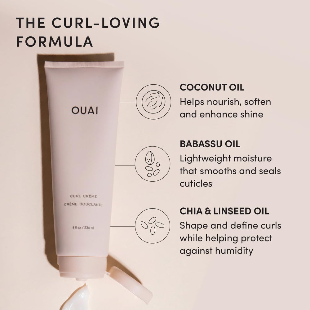 OUAI curl cream used with a diffuser for enhanced curl definition