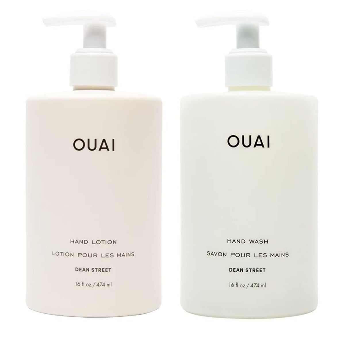 OUAI Dean Street front packaging showing both 16 fl oz bottles and scent benefit