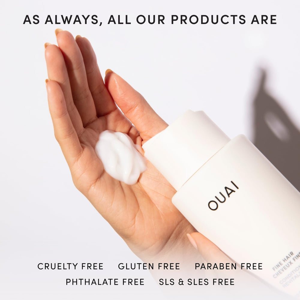 OUAI before and after fine hair comparison showing fuller-looking volume benefit