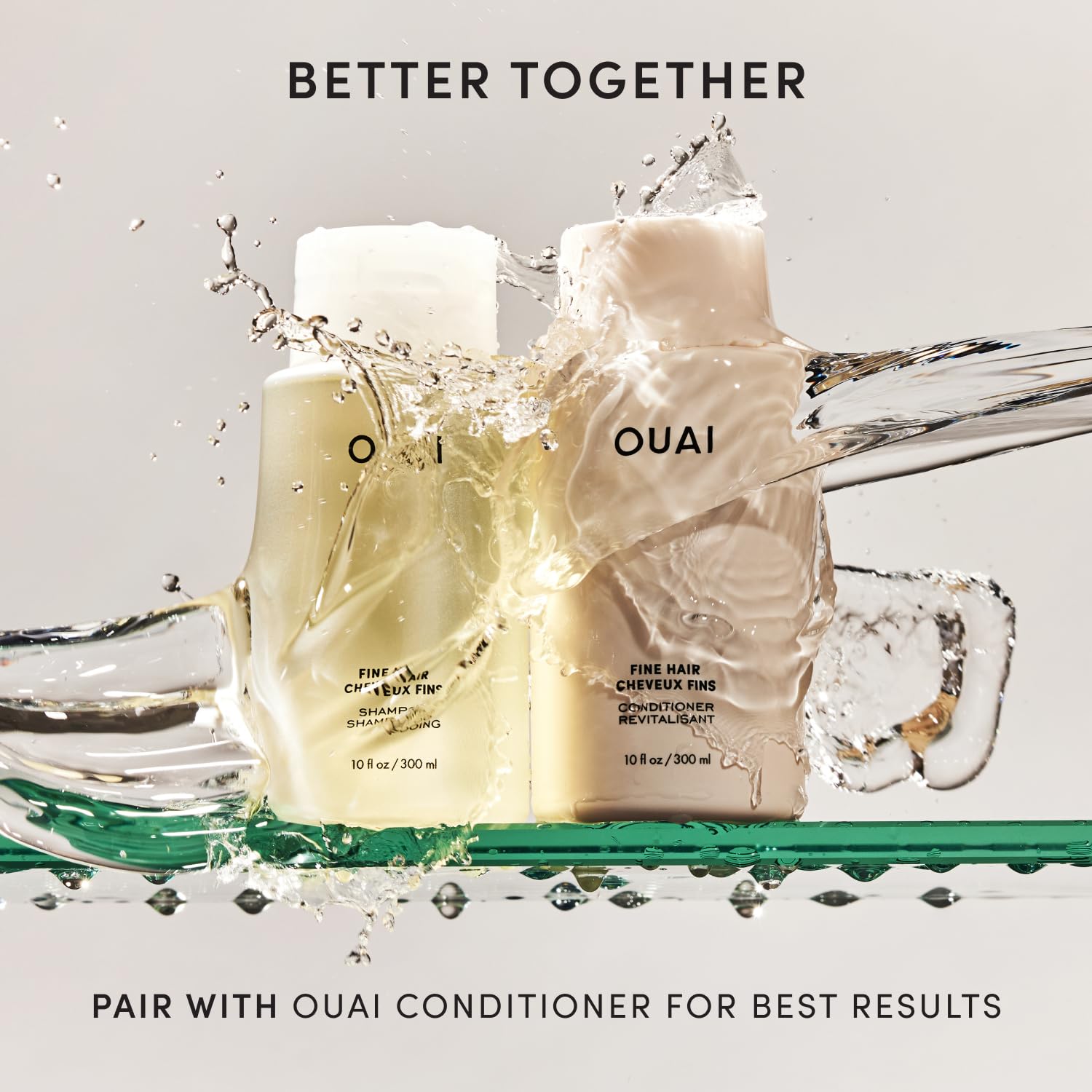 OUAI shampoo texture close-up illustrating lightweight formula and smooth spread